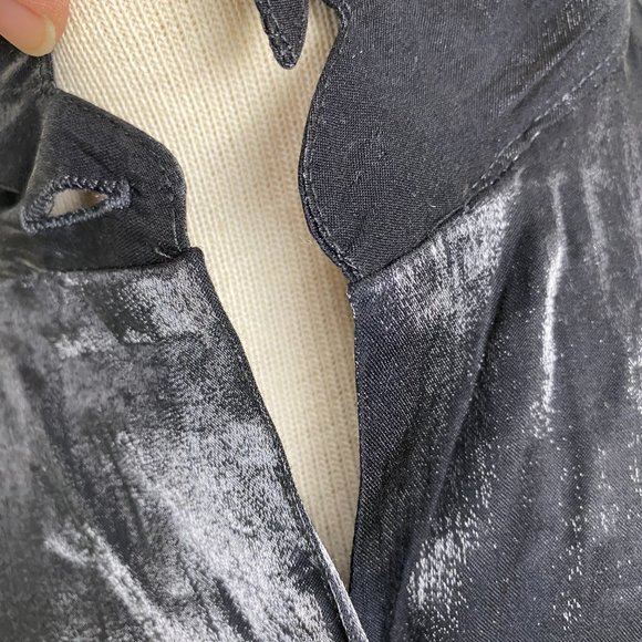 Vintage Alice Stuart Pewter Metallic Button Up S - Picture 2 of 7